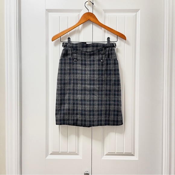 Vintage Wool Plaid Tartan Skirt Grey - XS - Picture 1 of 11